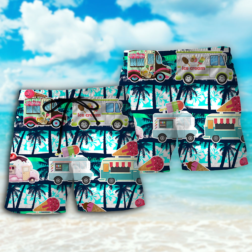 Ice Cream Truck Hot Summer - Beach Short - Owls Matrix LTD