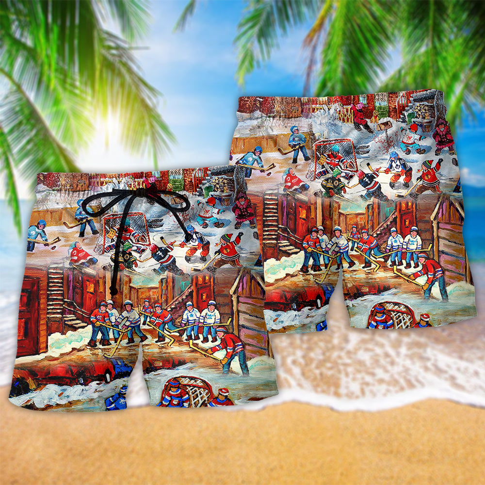 Ice Hockey Is My Life Art Design – Beach Short