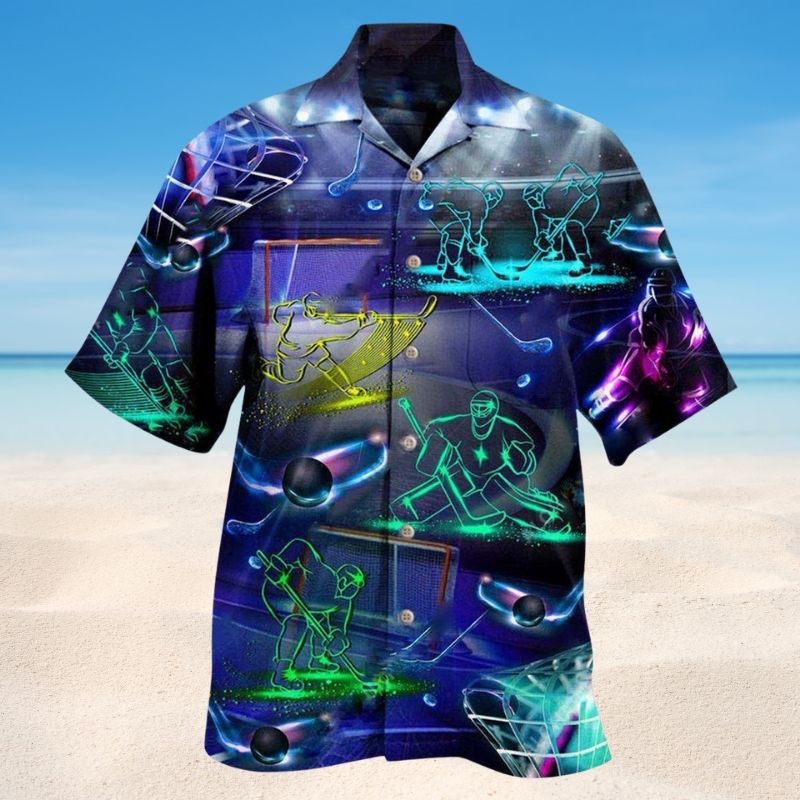 Ice Hockey Neon Art Edition – Hawaiian Shirt