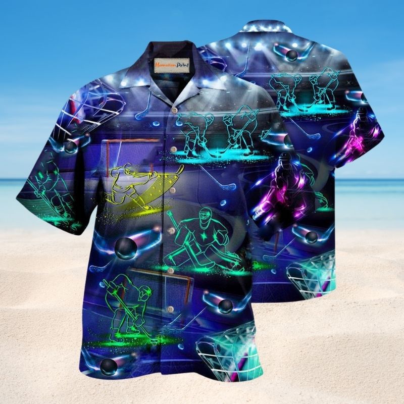 Ice Hockey Neon Art Edition – Hawaiian Shirt