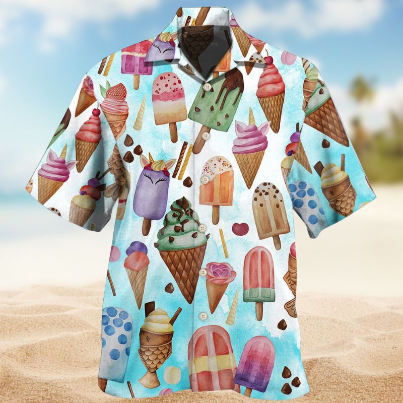 Ice Cream Blue Background Style – Hawaiian Shirt