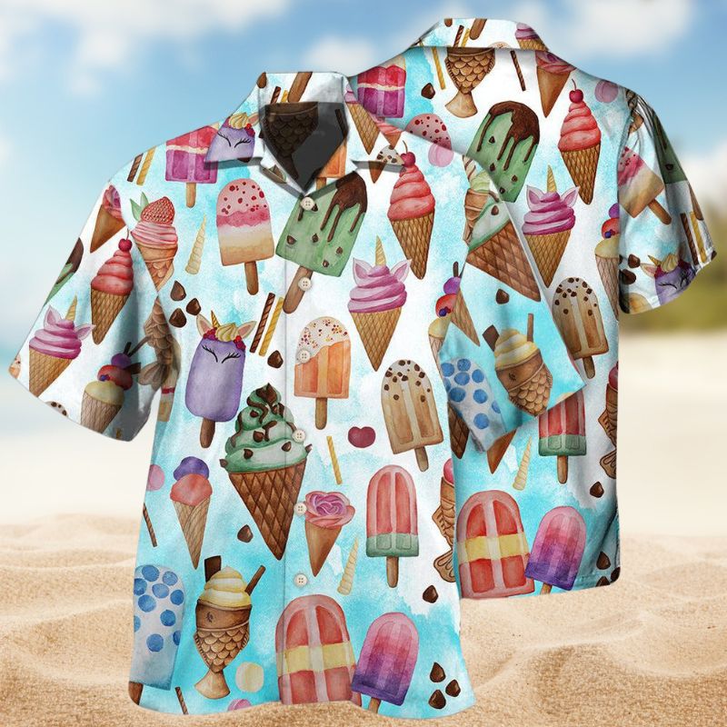 Ice Cream Blue Background Style – Hawaiian Shirt