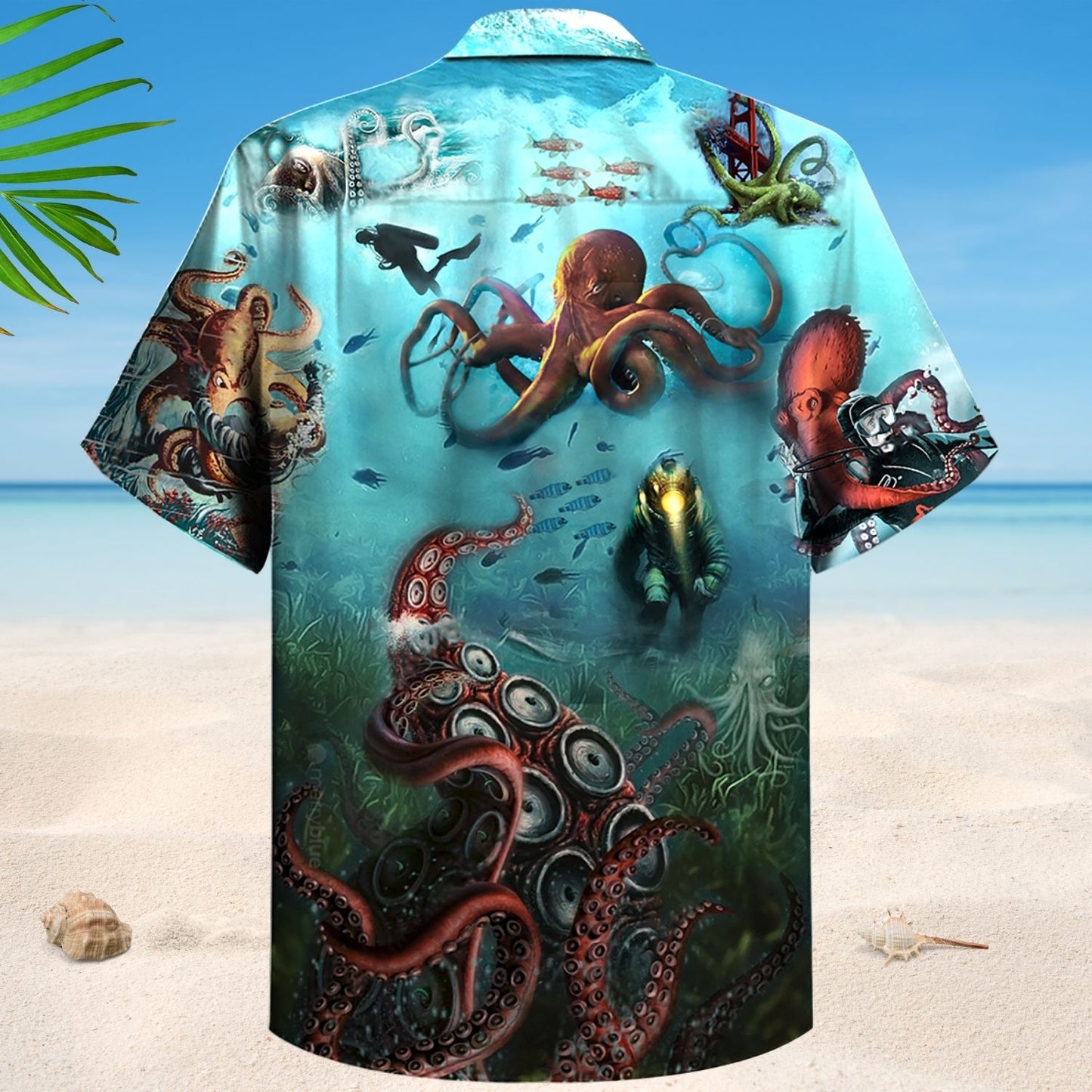 Giant Octopus And Deep Sea Diver Art – Hawaiian Shirt