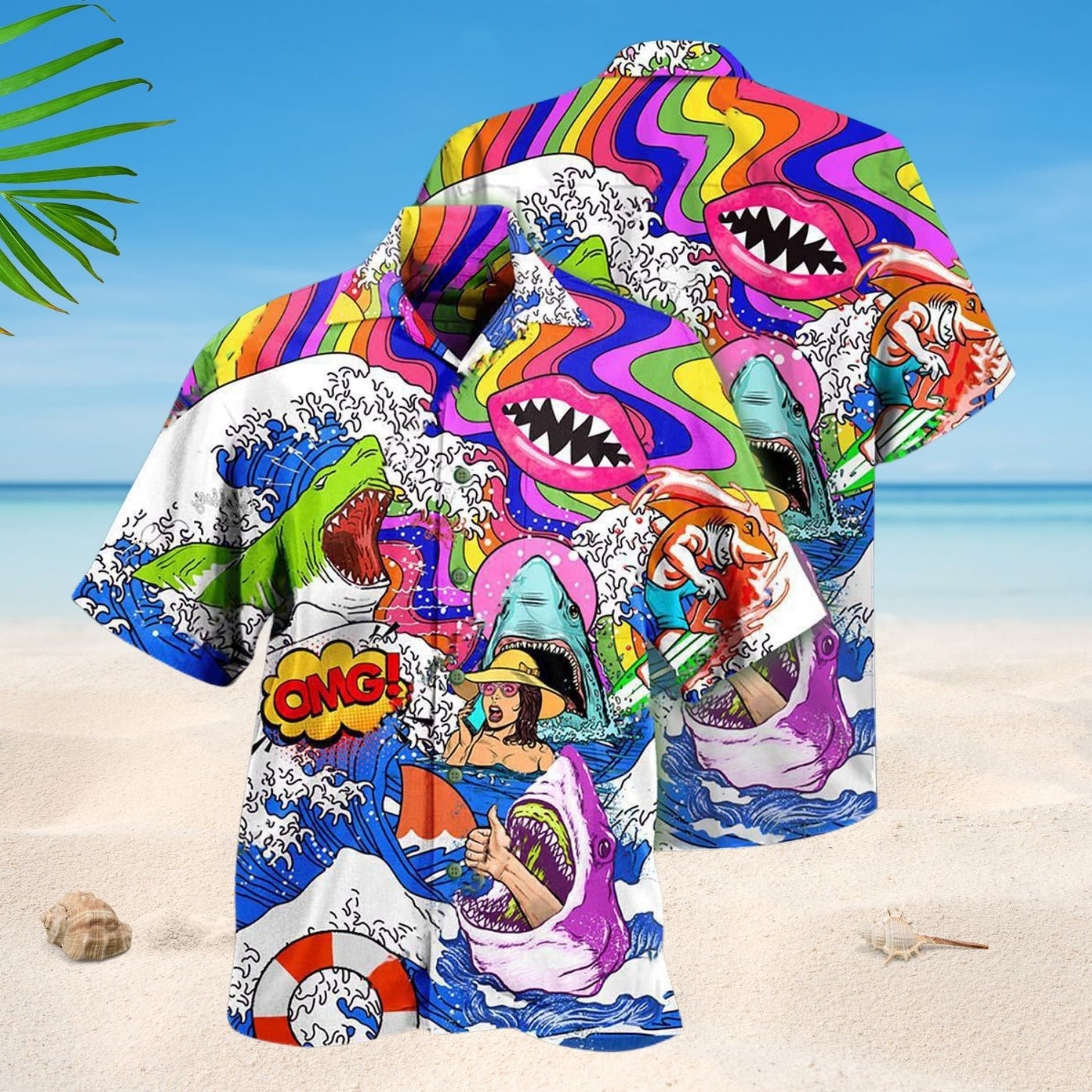 Hippie Shark And Girl Peace Style – Hawaiian Shirt