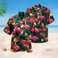 Flamingo Couple Love Flowers - Hawaiian Shirt