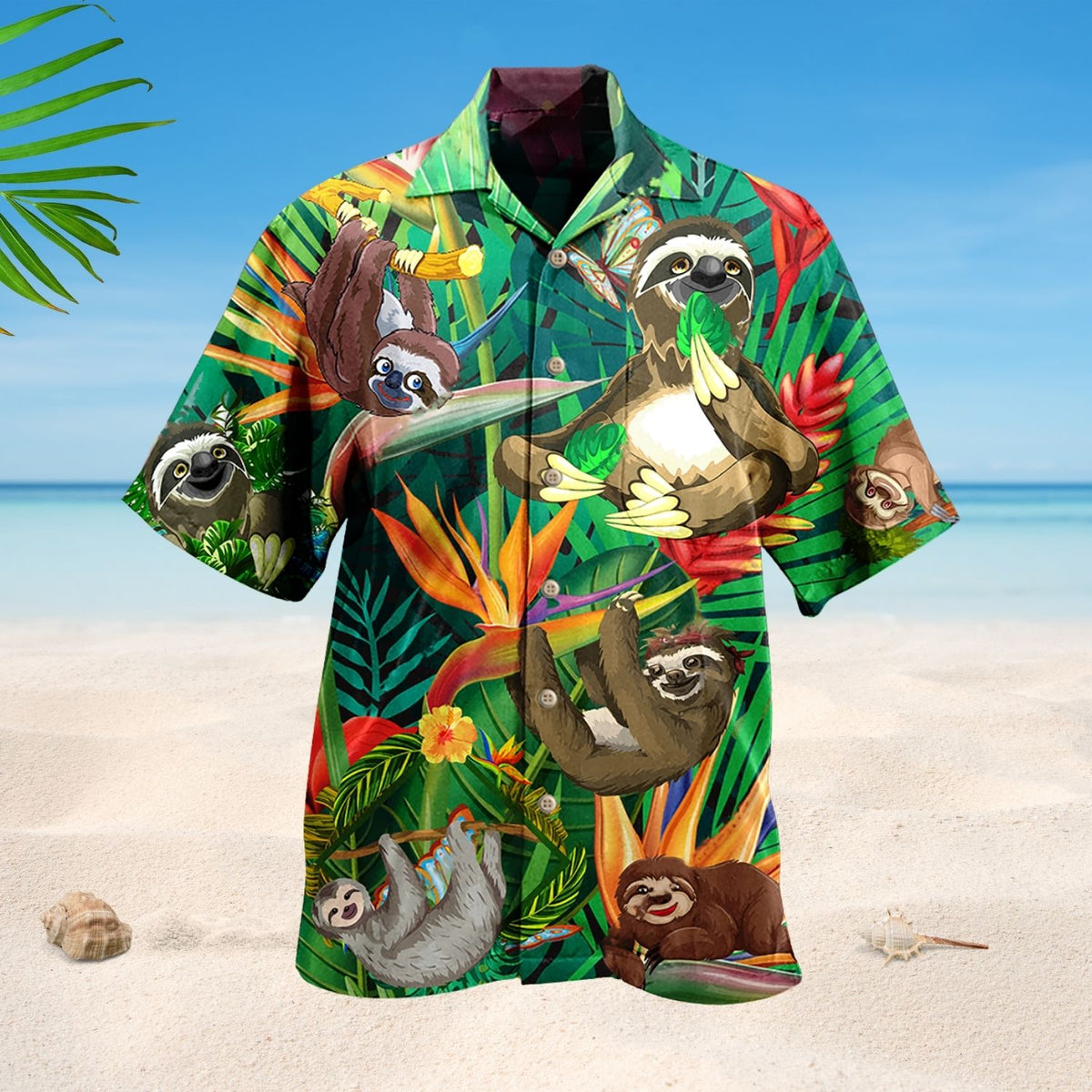 Sloth Happiness All Day Art – Hawaiian Shirt