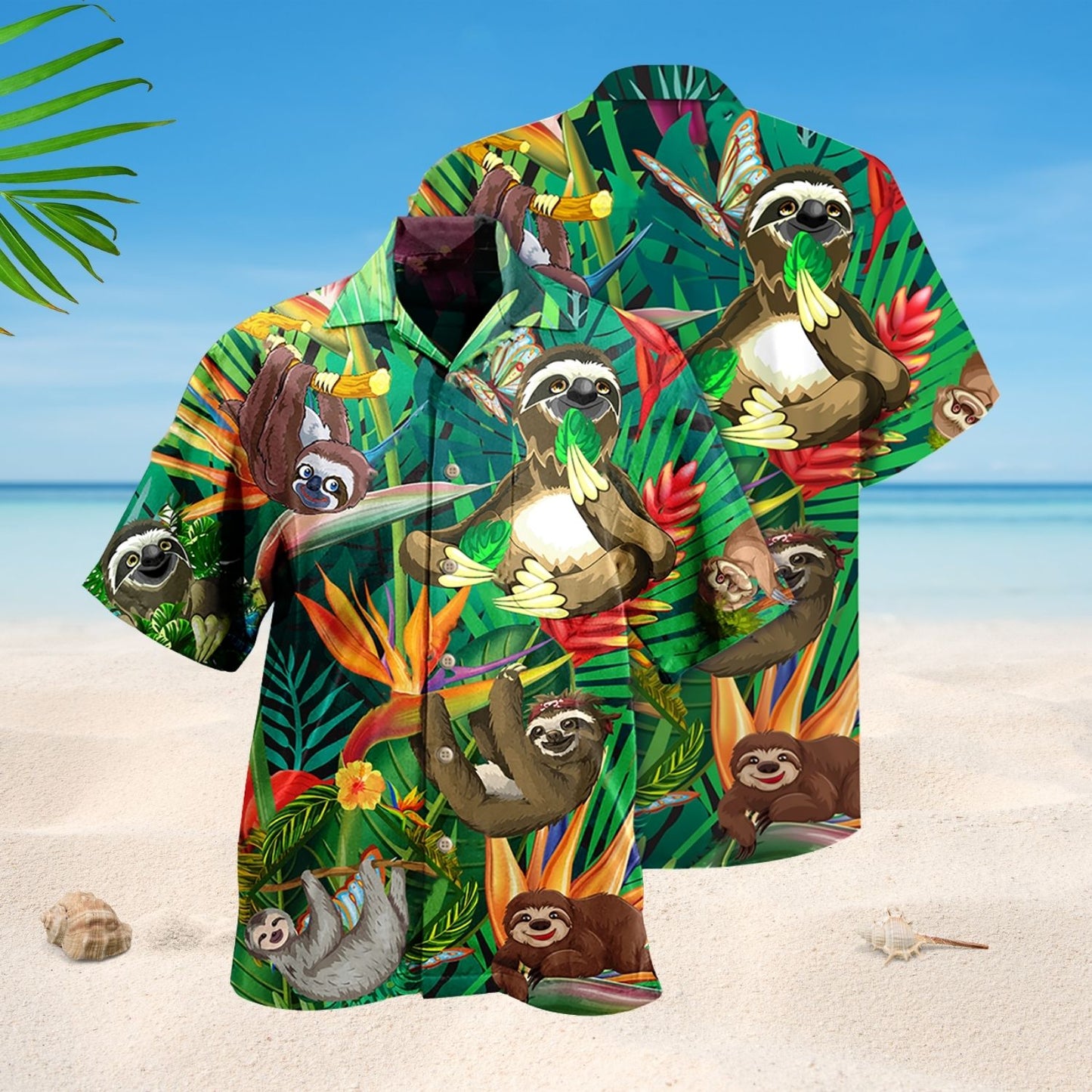 Sloth Happiness All Day Art – Hawaiian Shirt