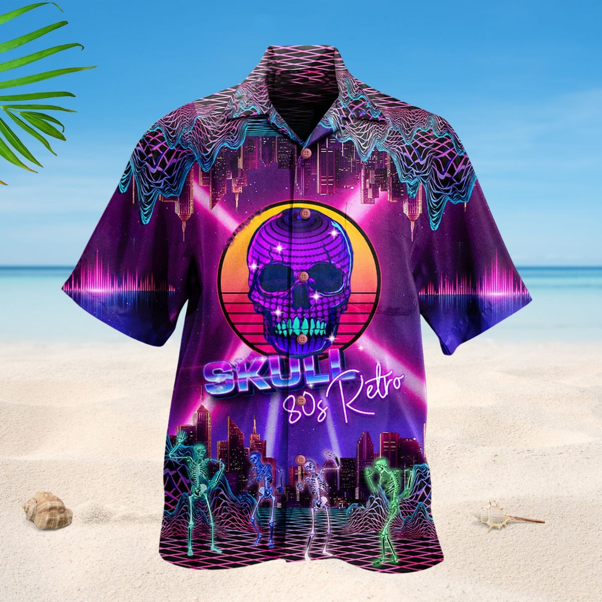Skull 80s Retro Style - Hawaiian Shirt