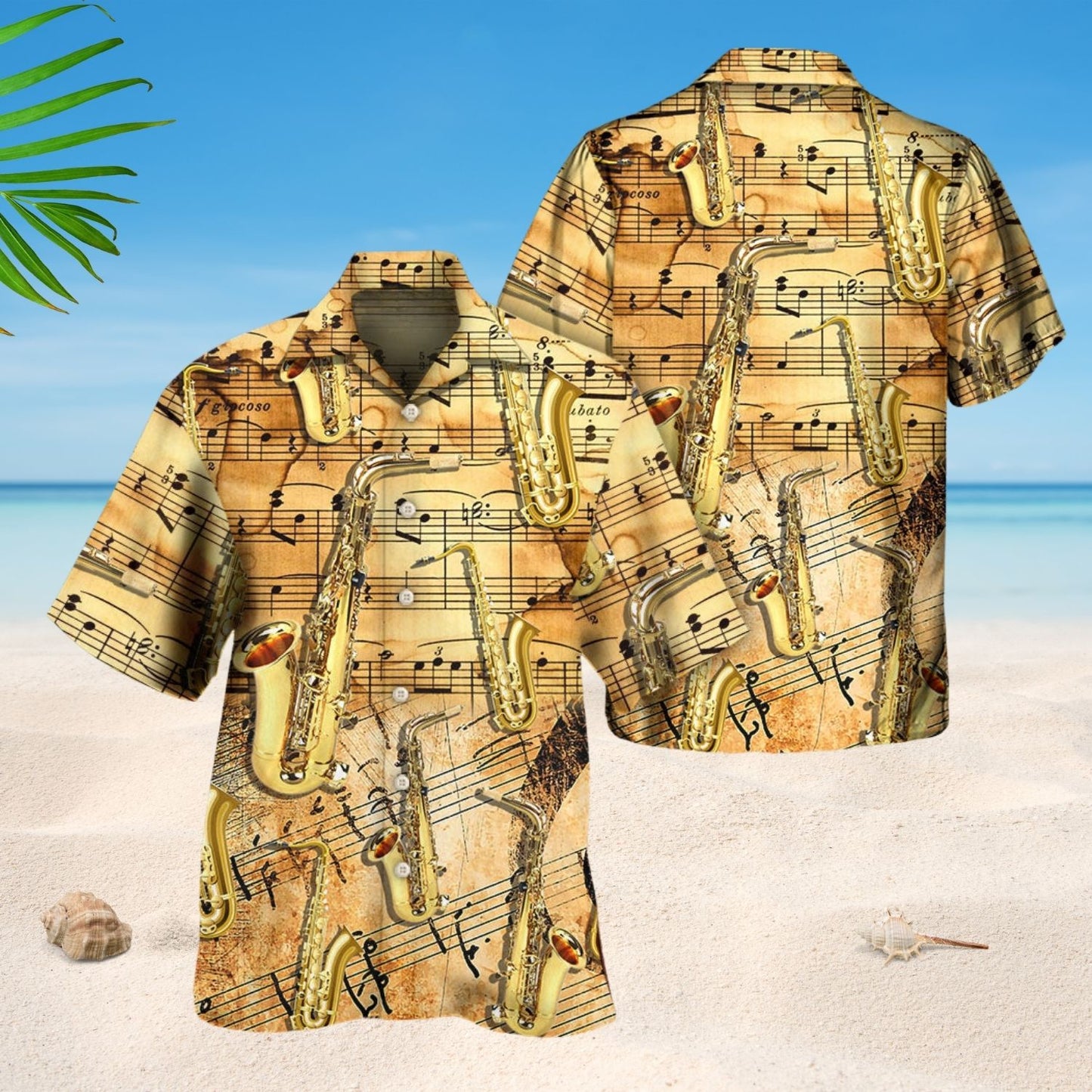 Golden Saxophone Retro Music Lover - Hawaiian Shirt