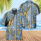 Saxophone Denim Art Music Notes - Hawaiian Shirt