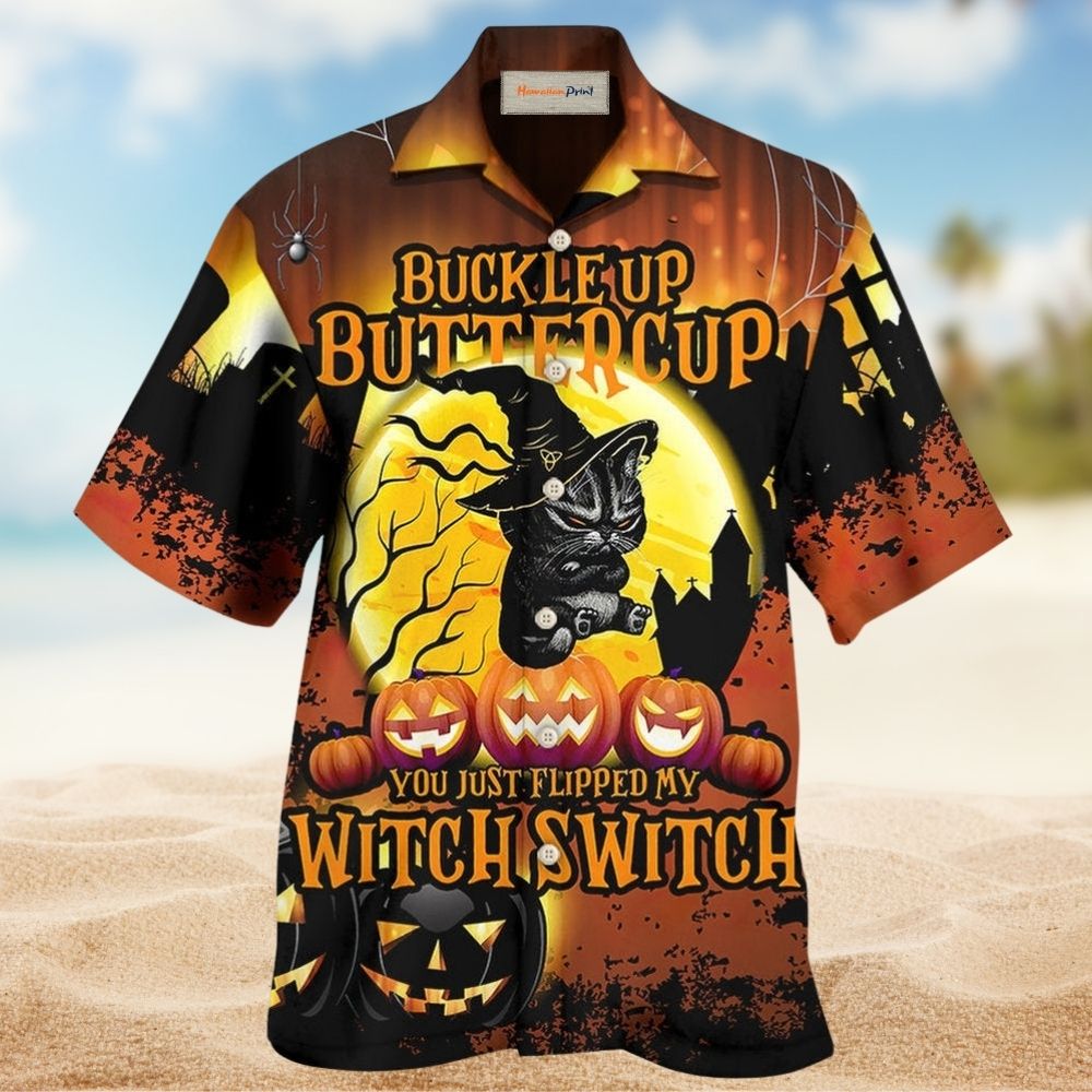 Halloween Cat Buckle Up Buttercup Funny - Hawaiian Shirt