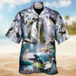 Stork Bird Dreamy Waterfall Art - Hawaiian Shirt
