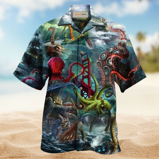 Seas The Day Octopus Quote Art – Hawaiian Shirt