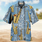 Saxophone Denim Art Music Notes - Hawaiian Shirt