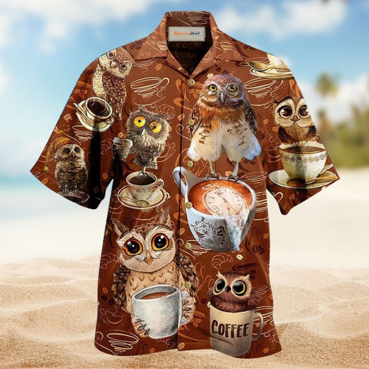 Owl Love Coffee Cool Art Style – Hawaiian Shirt