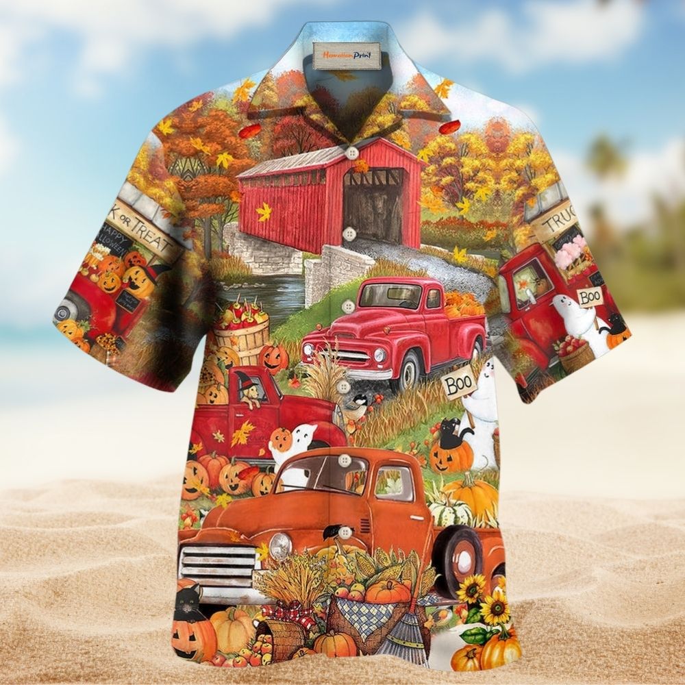 Halloween Truck With Pumpkins – Hawaiian Shirt