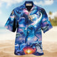 Dolphin Galaxy Blue Glow Art – Hawaiian Shirt