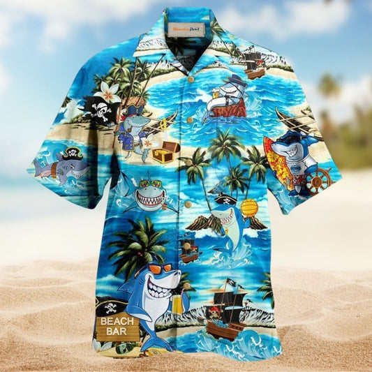 Pirate Shark Beach Bar Adventure – Hawaiian Shirt