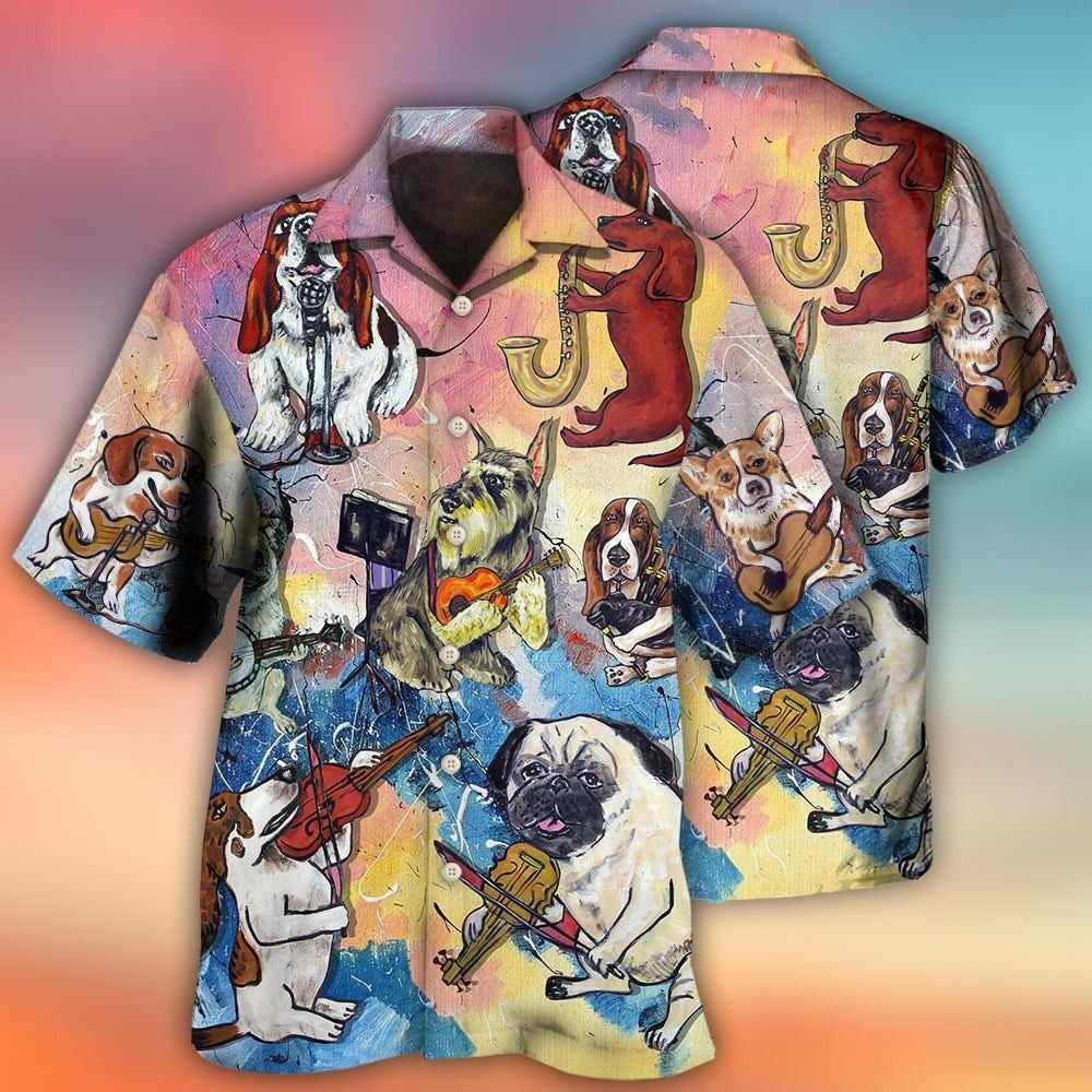 Dog Lover Funny Music Art – Hawaiian Shirt