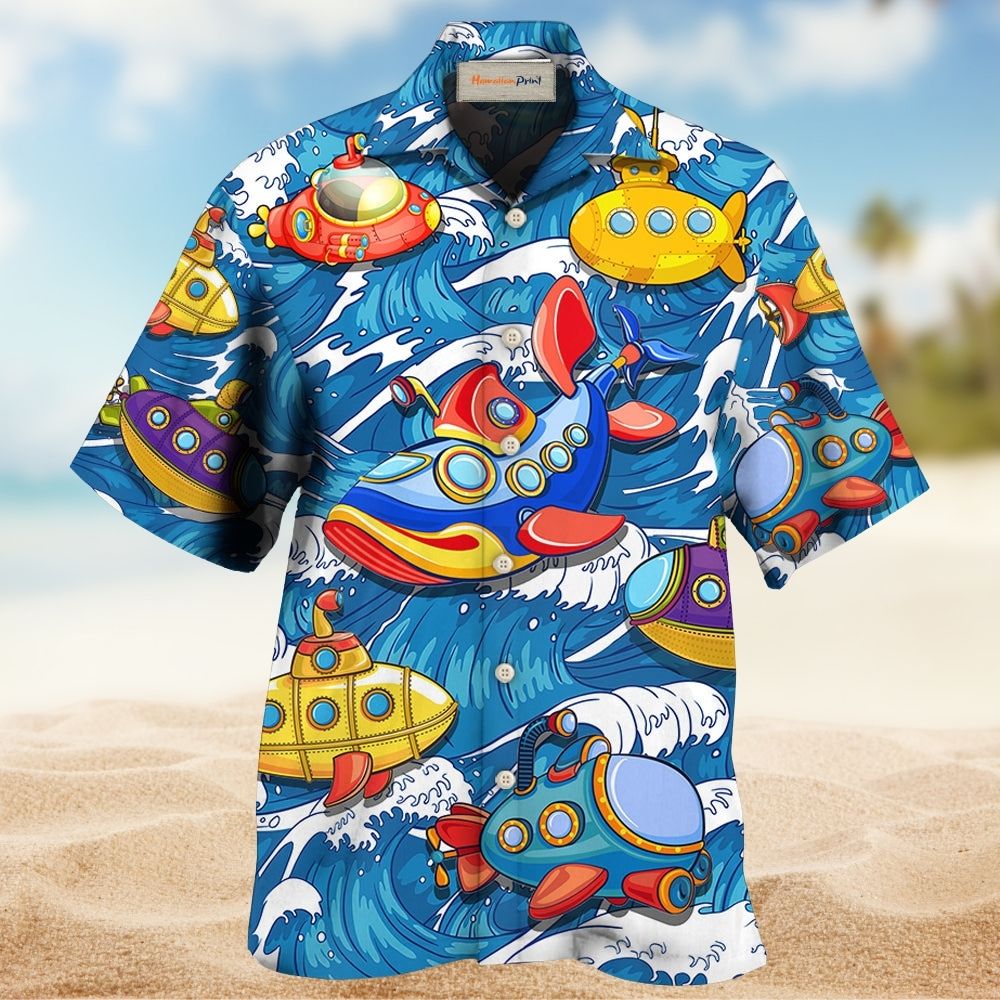 Deep Sea Submarine Wave Art – Hawaiian Shirt