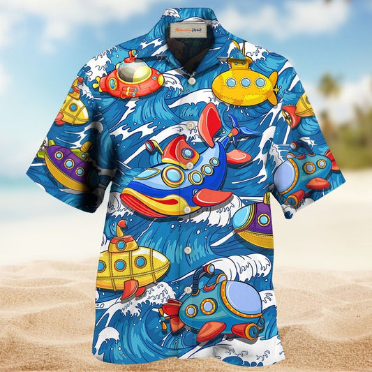 Deep Sea Submarine Wave Art – Hawaiian Shirt