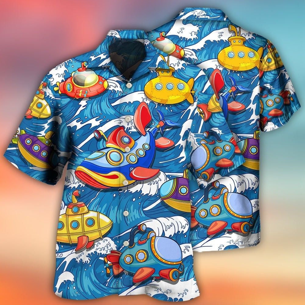 Deep Sea Submarine Wave Art – Hawaiian Shirt