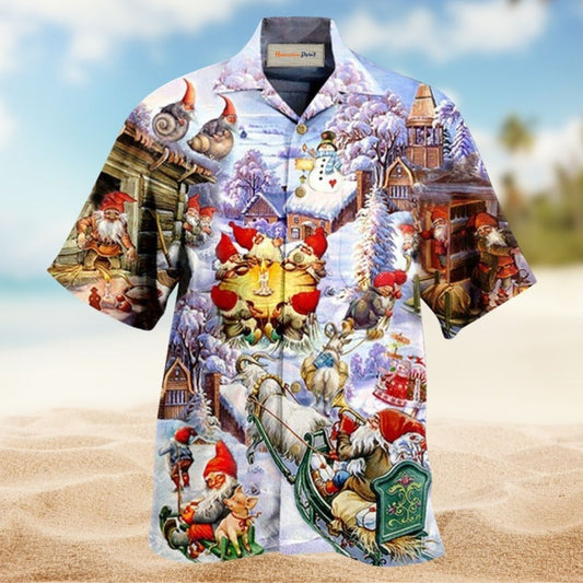 Christmas Santa Gnomes In Snow – Hawaiian Shirt