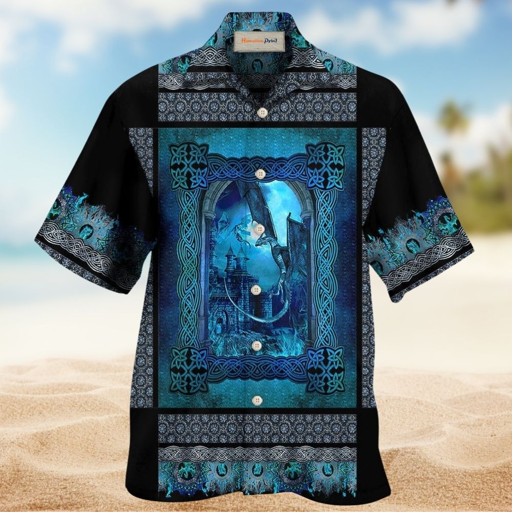 Blue Dragon Viking Pattern Art – Hawaiian Shirt