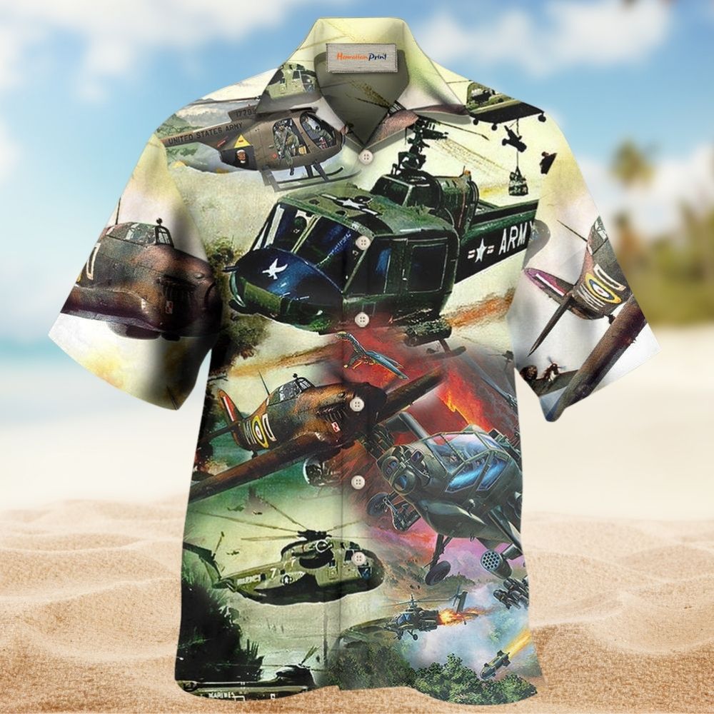 Military Helicopter Air Combat Art – Hawaiian Shirt