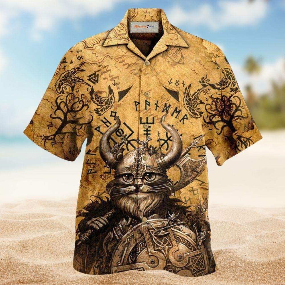 Viking Meows To Valhalla Funny Art – Hawaiian Shirt