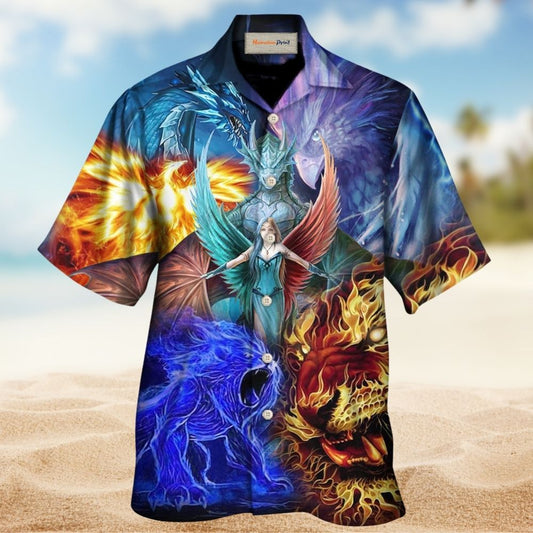 Dragon Fantasy Whimsical Art Design - Hawaiian Shirt