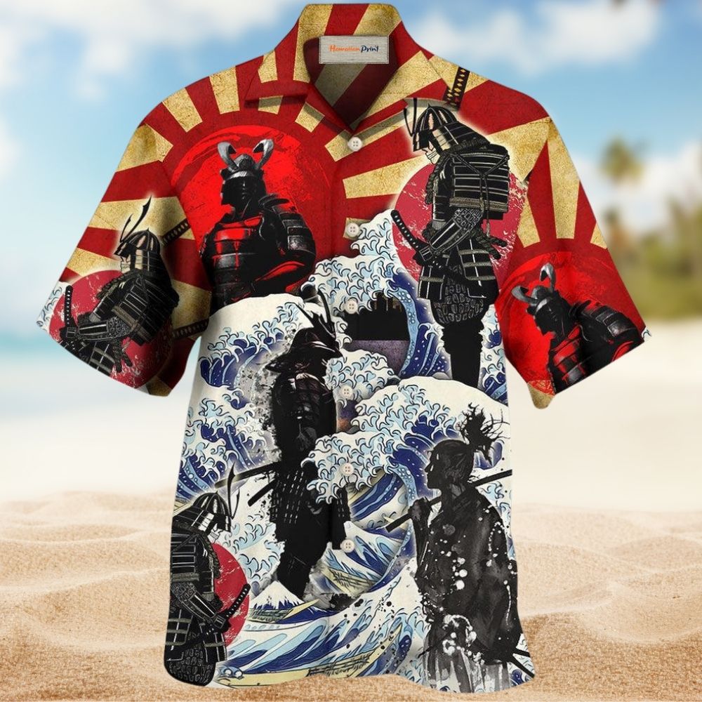 Samurai Red Sun Wave Japanese Art – Hawaiian Shirt