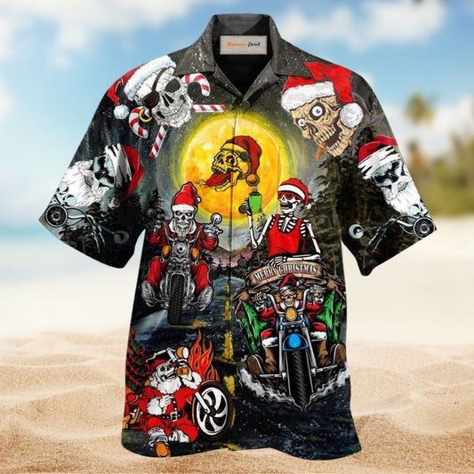 Skull Santa Racing Christmas Fun – Hawaiian Shirt