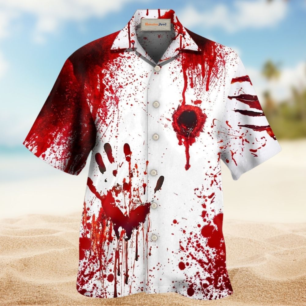 Dark Halloween Blood Warning Horror Art - Hawaiian Shirt