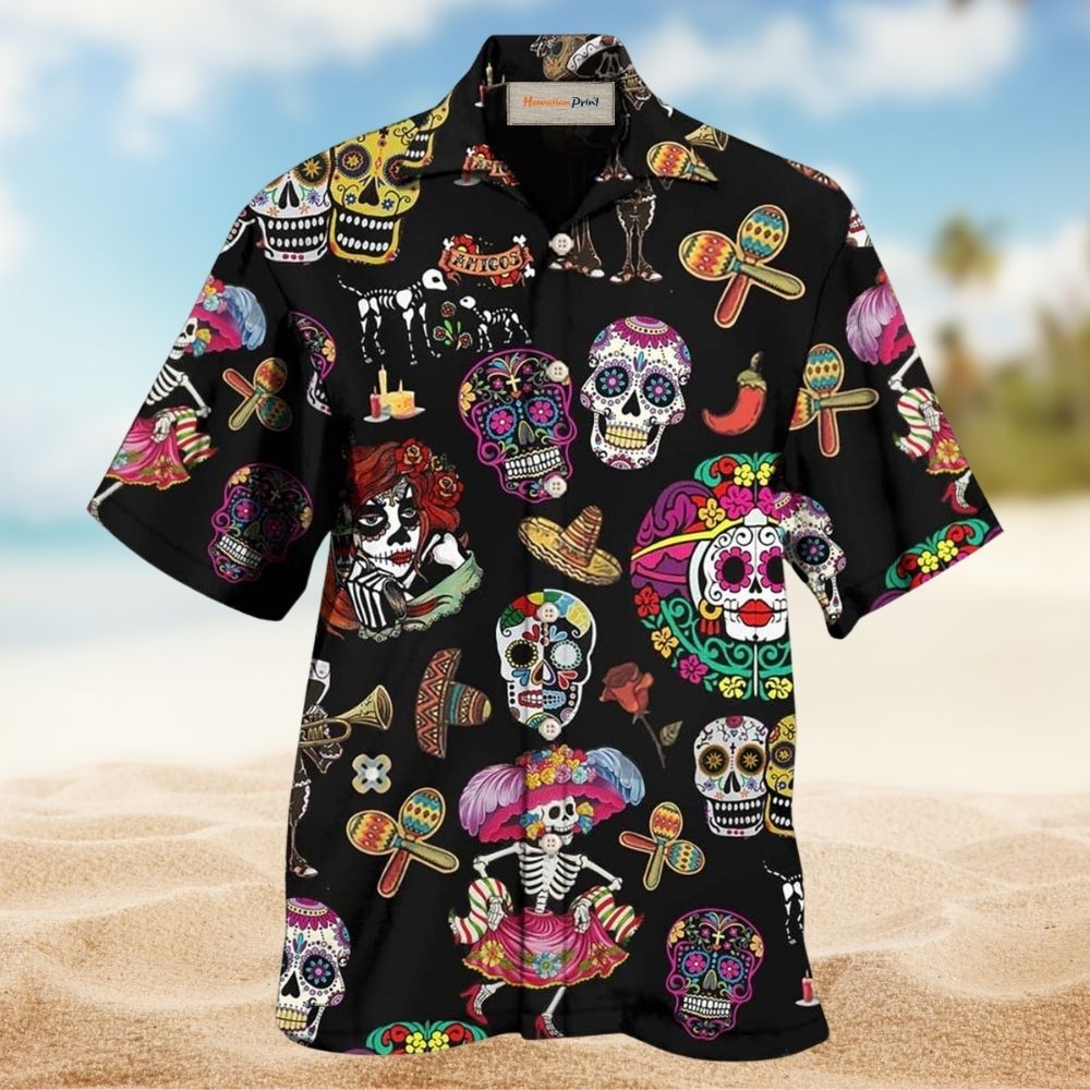 Sugar Skull Calavera Art Design – Hawaiian Shirt