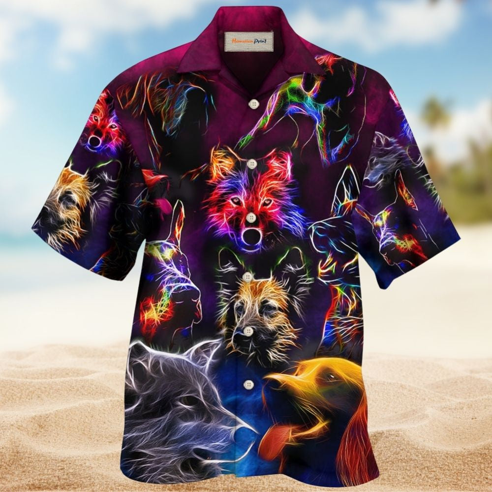 Dog Neon Lightning Energy Art – Hawaiian Shirt