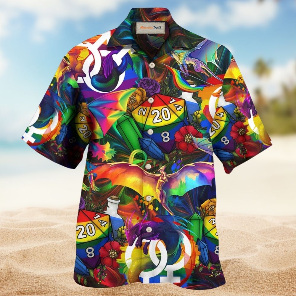 Fantasy Dice Dragon Pride Colorful – Hawaiian Shirt