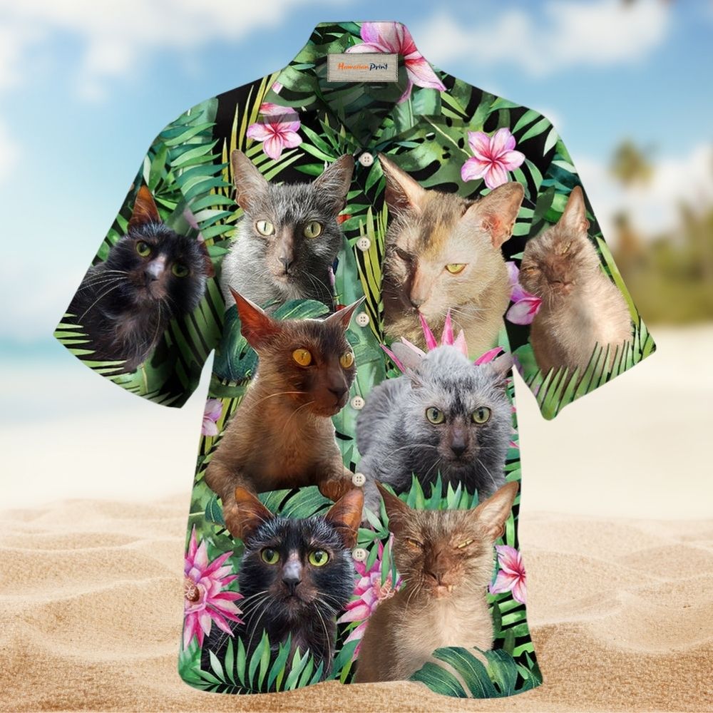 Lykoi Cat Floral Love Artistic – Hawaiian Shirt