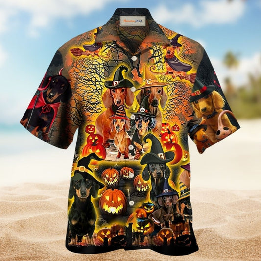 Funny Halloween Dachshund Dog Art - Hawaiian Shirt
