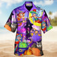 Funny Halloween Witch And Ghost In Magical Forest Art - Hawaiian Shirt
