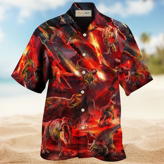 Dinosaur Meteor Rain Cool Fantasy - Hawaiian Shirt