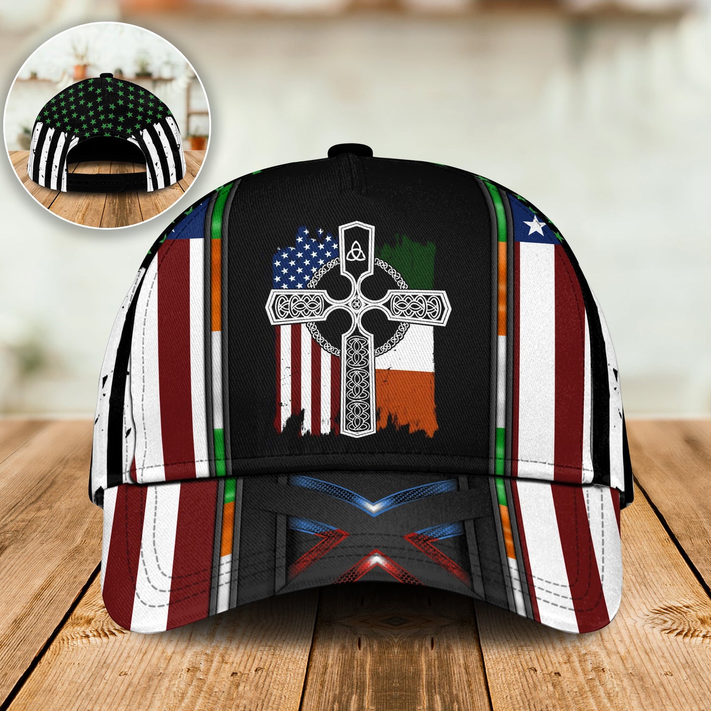 Irish American Flag Cross – Classic Cap
