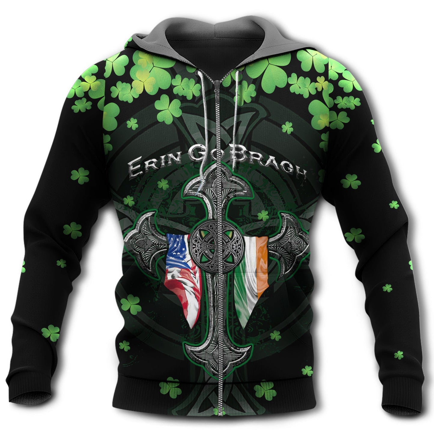 Irish Erin Go Bragh Clover Flag Style - 3D Hoodie