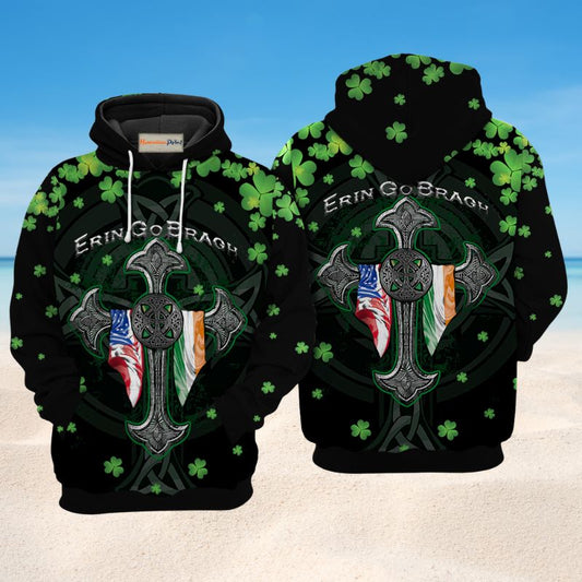 Irish Heritage Clover Flag Art – 3D Hoodie