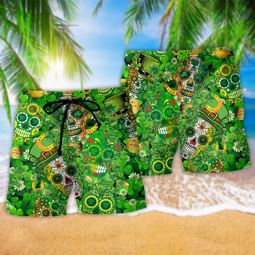 Irish Skull Green Gold Pride - Beach Short