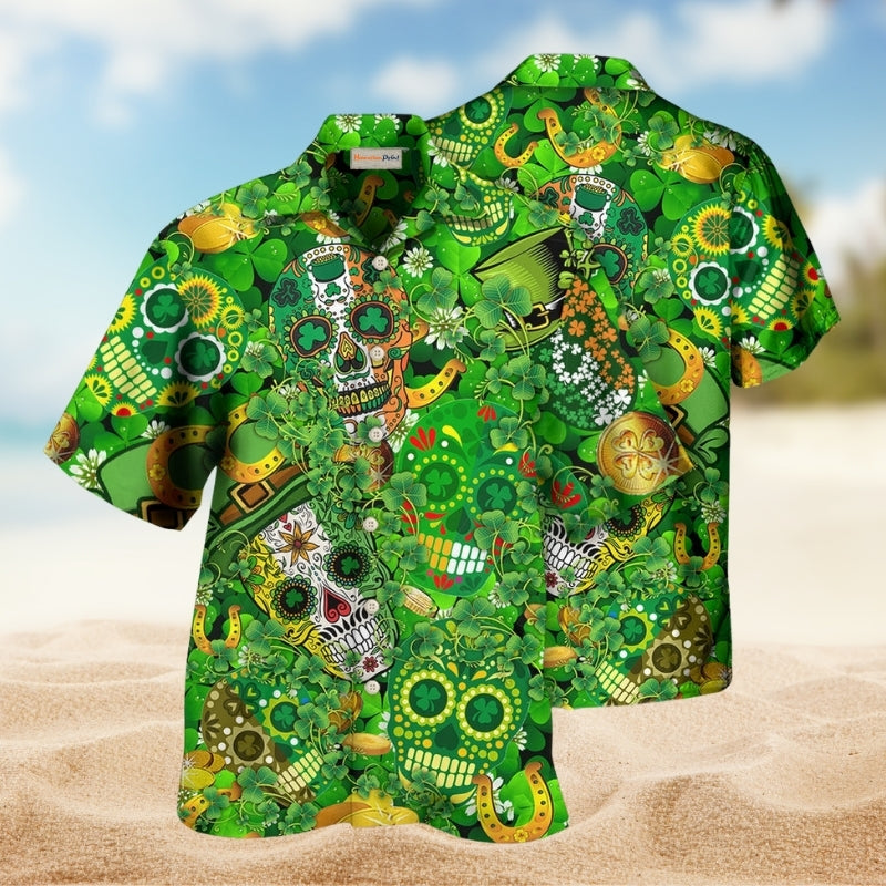 Irish Love Skull Happy And Gold Limited Edition – Hawaiian Shirt