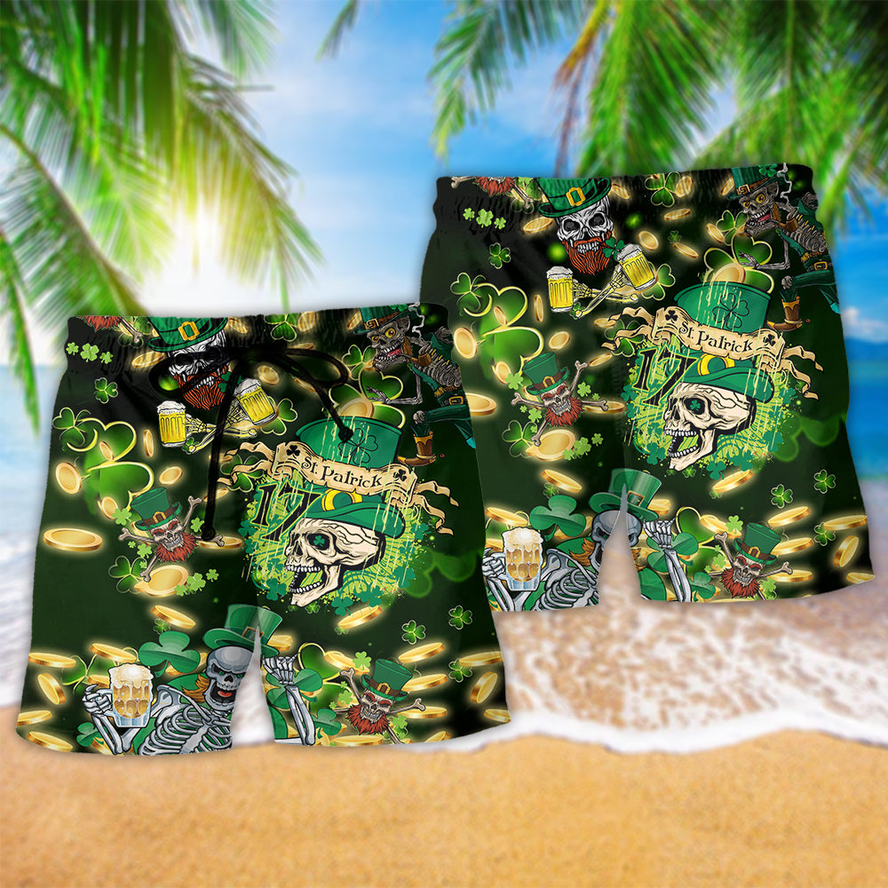 Irish Skull Loves Beer - Beach Short