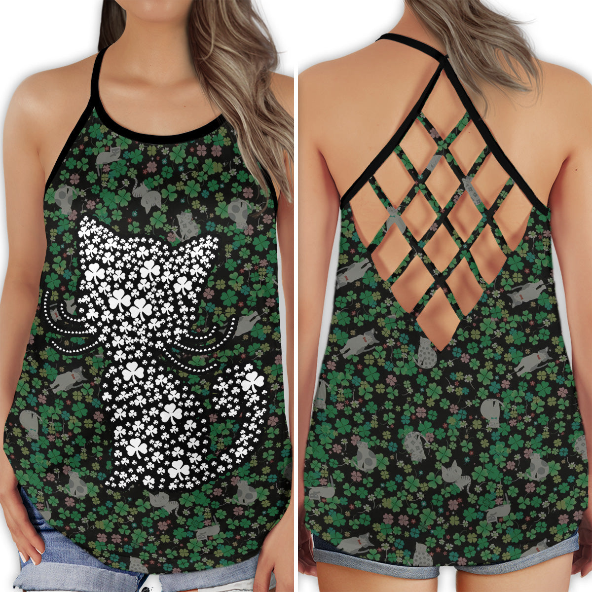Irish Cat Green Lucky Collection – Hollow Tank Top