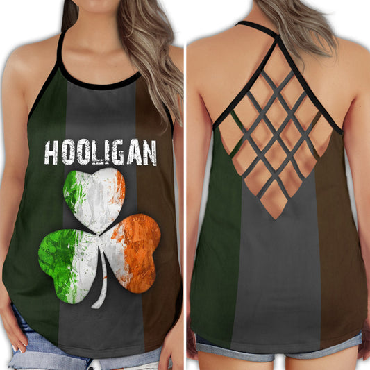 Irish Strong Spirit Four Leaf Clover Lucky Celtic Symbol - Hollow Tank Top