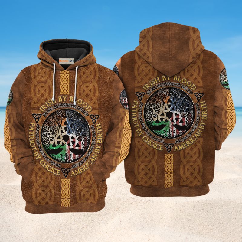 Irish By Blood Leather Style Art – 3D Hoodie2